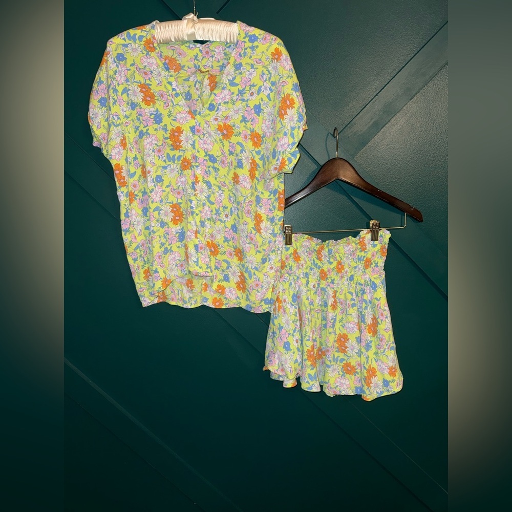 Karlie Floral Top and Skirt Set - Multicolor